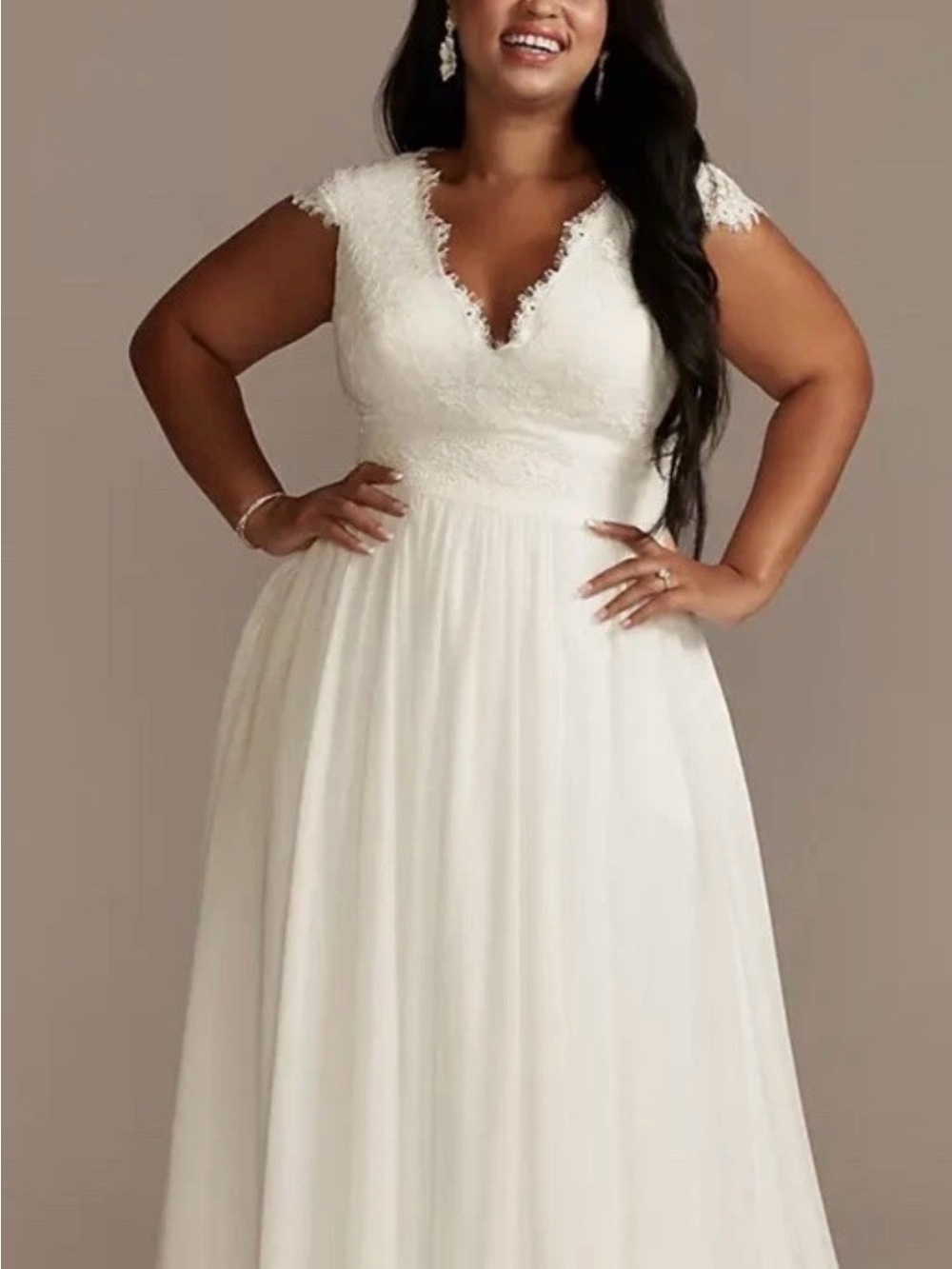 Sz 14 David's Bridal Lace-Back A-Line Wedding Dress WG4011 ivory